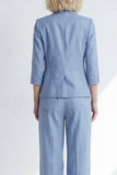 Dusty Blue Long Sleeves Single Breasted 2 Piece Work Suits