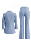 Dusty Blue Long Sleeves Single Breasted 2 Piece Work Suits