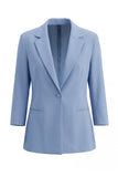 Dusty Blue Long Sleeves Single Breasted 2 Piece Work Suits