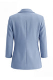 Dusty Blue Long Sleeves Single Breasted 2 Piece Work Suits