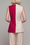 Light Khaki Sleeveless Double Breasted 2 Piece Work Suits