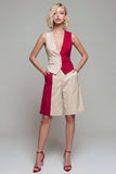 Single Breasted Light Khaki Sleeveless 2 Piece Work Suits