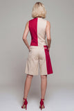 Single Breasted Light Khaki Sleeveless 2 Piece Work Suits
