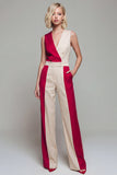 Double Breasted Light Khaki Sleeveless 2 Piece Work Suits