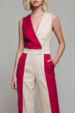 Double Breasted Light Khaki Sleeveless 2 Piece Work Suits