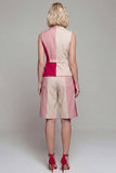 Light Khaki Sleeveless 2 Piece Work Suits with Pockets