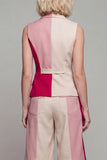 Light Khaki Sleeveless 2 Piece Work Suits with Pockets