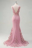 Mermaid Taro Floral Ruched Long Prom Dress