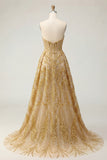 Corset Golden Sweetheart High Low Prom Dress
