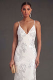 Sage Green Mermaid Floral Long Wedding Guest Dress