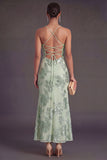 Sage Green Mermaid Floral Long Wedding Guest Dress