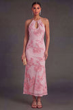 Appliqued Blue Floral Mermaid Midi Wedding Guest Dress