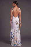 Black Floral Corset Thick Straps High Low Wedding Guest Dress