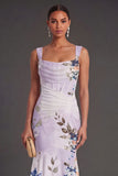 Black Floral Corset Thick Straps High Low Wedding Guest Dress