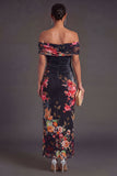 Champagne Sheath Off the Shoulder Ruched Long Wedding Guest Dress