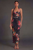 Black Sheath Halter Neck Long Wedding Guest Dress