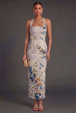 Black Sheath Halter Neck Long Wedding Guest Dress