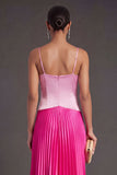 Pink and Fuchsia A Line Satin Long Formal Dress