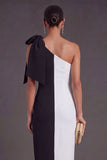 Fuchsia and Red Sheath One Shoulder Long Formal Dress with Slit