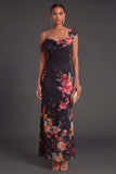Black Floral Mermaid Long Wedding Guest Dress
