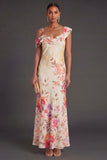 Ivory One Shoulder Floral Long Wedding Guest Dress