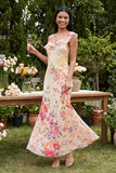 Ivory One Shoulder Floral Long Wedding Guest Dress