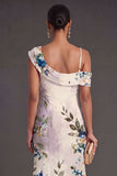 Ivory One Shoulder Floral Long Wedding Guest Dress