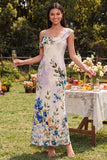 Ivory One Shoulder Floral Long Wedding Guest Dress