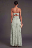 Cut Out A Line Dusty Sage Floral Long Wedding Guest Dress