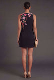 Black Floral Bodycon Round Neck Short Wedding Guest Dress