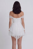 Corset Off the Shoulder Ivory A Line Short Little White Dress