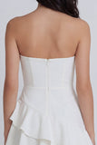 Short Sweetheart A Line Ruched Little White Dress