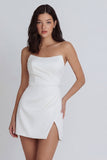 Bodycon Ivory Short Strapless Backless Little White Dress