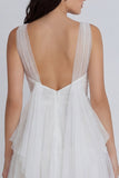 A Line Ivory V Neck Sleeveless Short Little White Dress
