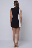 Black and White V Neck Sleeveless Short Work Dress