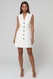 A Line Single Breasted White Short Work Dress