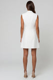 A Line Single Breasted White Short Work Dress