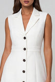 A Line Single Breasted White Short Work Dress
