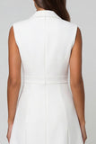 A Line Single Breasted White Short Work Dress