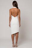 Sheath Double Breasted White Midi Work Dress
