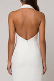 Sheath Double Breasted White Midi Work Dress