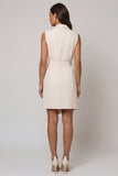 Ivory A Line Sleeveless Short Work Dress with Belt