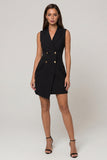 Double Breasted Black Bodycon Short Work Dress