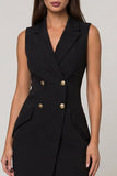 Double Breasted Black Bodycon Short Work Dress