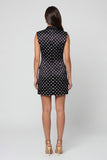 A Line Black White Dots Sleeveless Short Work Dress