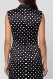 A Line Black White Dots Sleeveless Short Work Dress