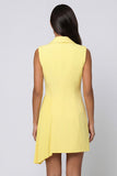 Shawl Peal Pleated Yellow Work Dress