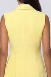 Shawl Peal Pleated Yellow Work Dress