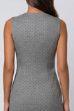 Grey Sheath Double Breasted Midi Work Dress with Slit