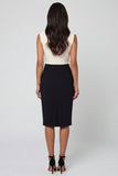 Black and White Sheath Shawl Lapel Midi Work Dress